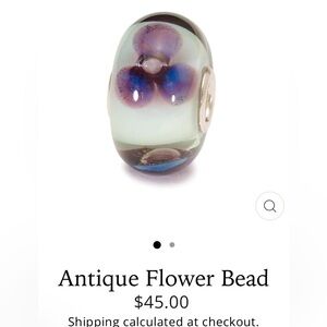 Trollbeads Antique flower bead blue pansy one of a kind